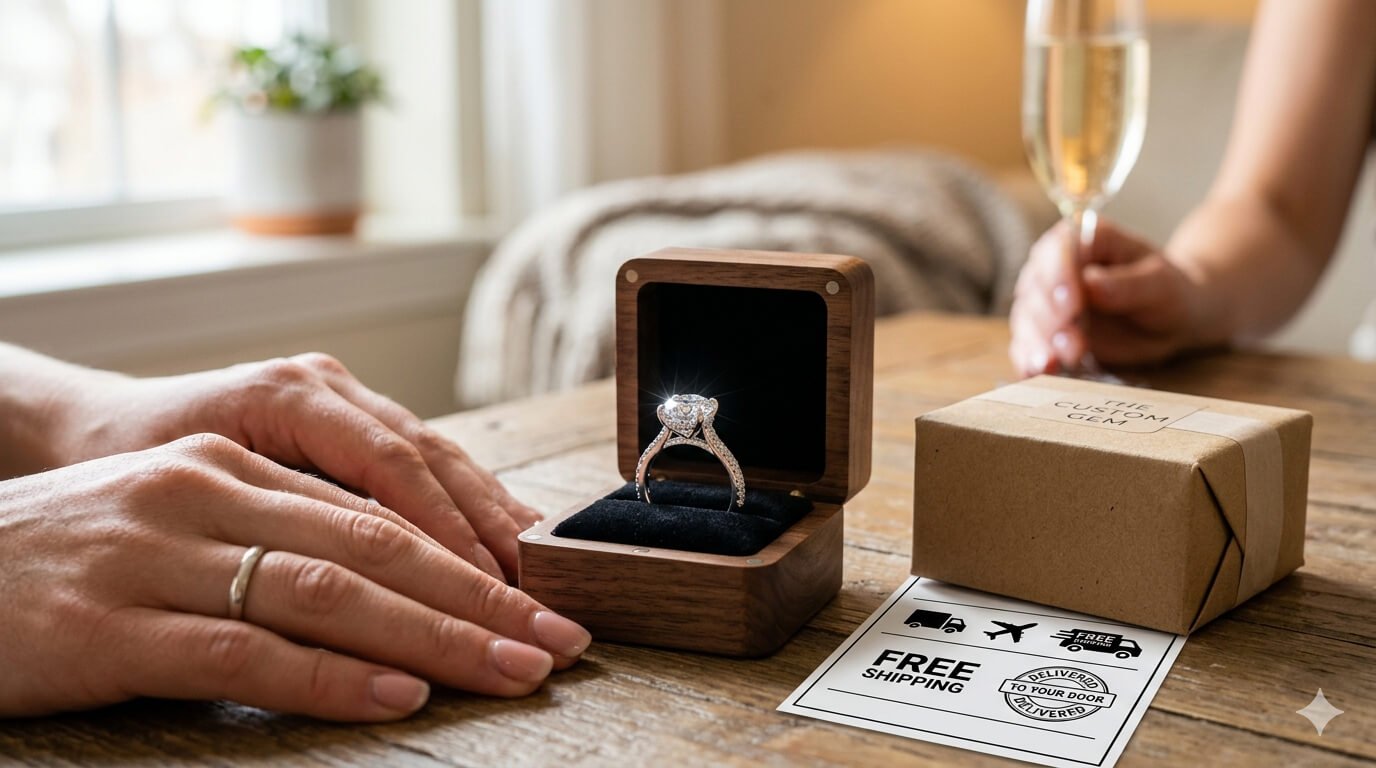 Custom cubic zirconia engagement rings with free shipping