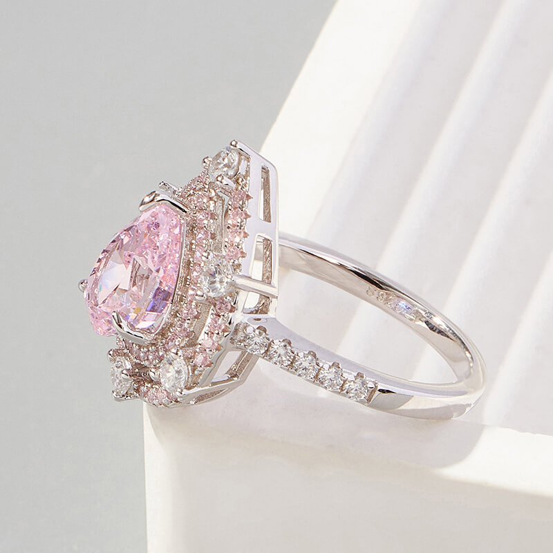 Home-set pear crushed ice cut pink cubic zirconia engagement ring o 1hfgaaa7f14t61l6k1p2nca60345